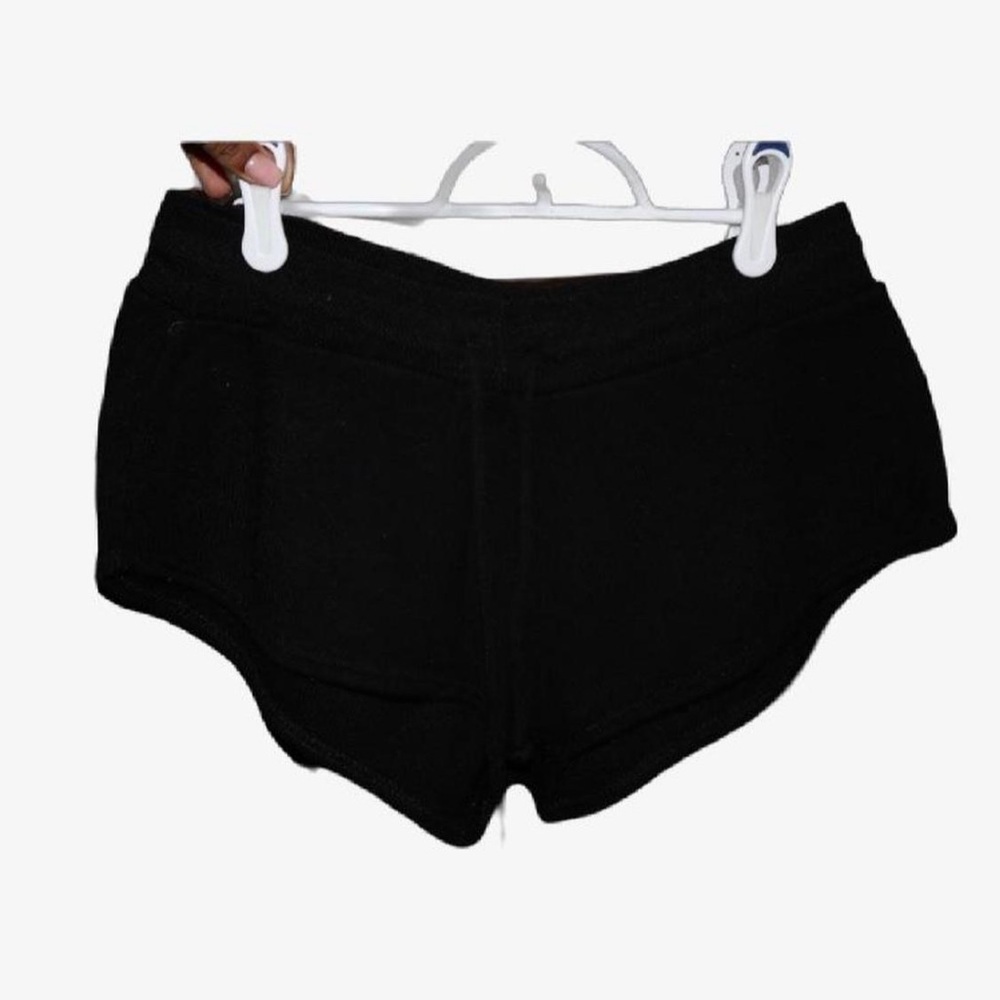 Black knit fleece shorts